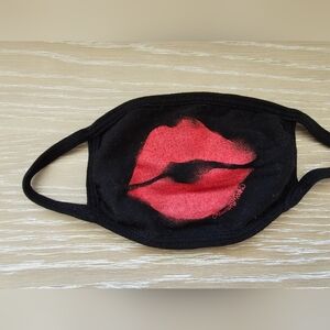 Lauren Moshi Black and Red Lip Print Face Mask